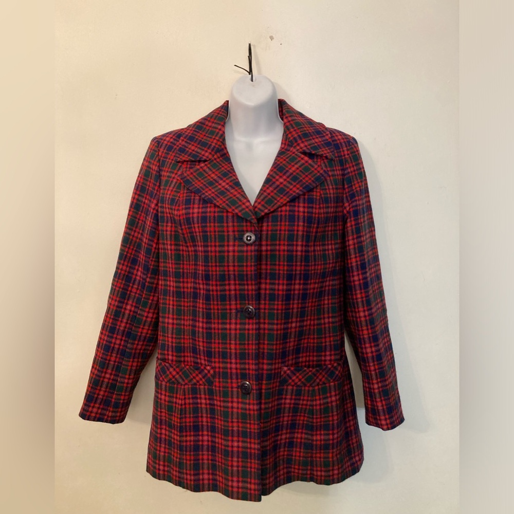 Vintage plaid wool Pendleton button down blazer